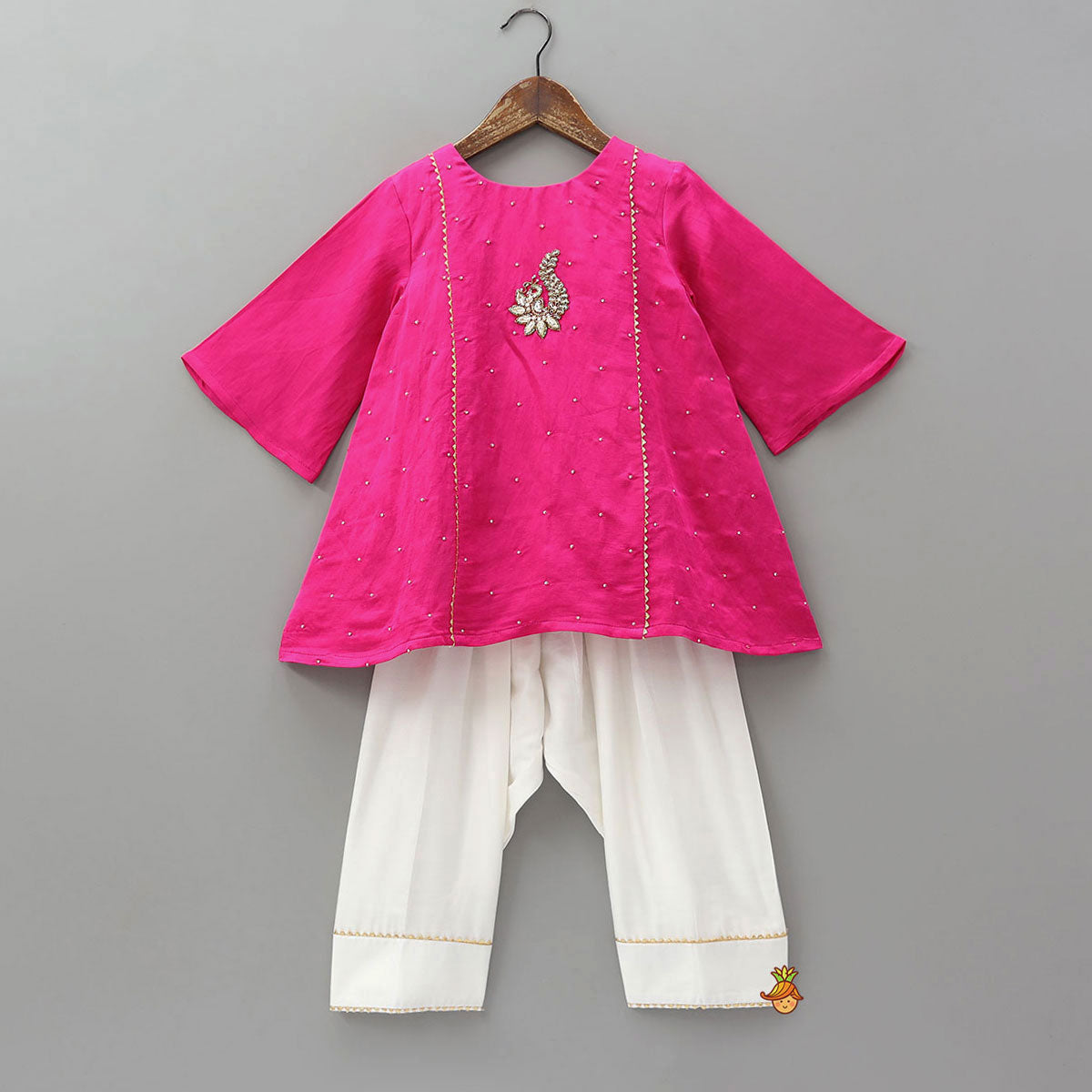 Pre Order: Stylish Bell Sleeve Kurti And Farshi Salwar