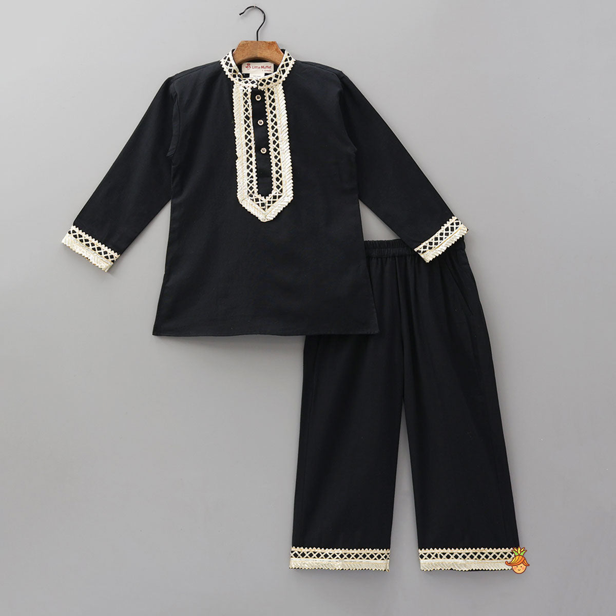 Pre Order: Gota Lace Embellished Kurta And Pyjama