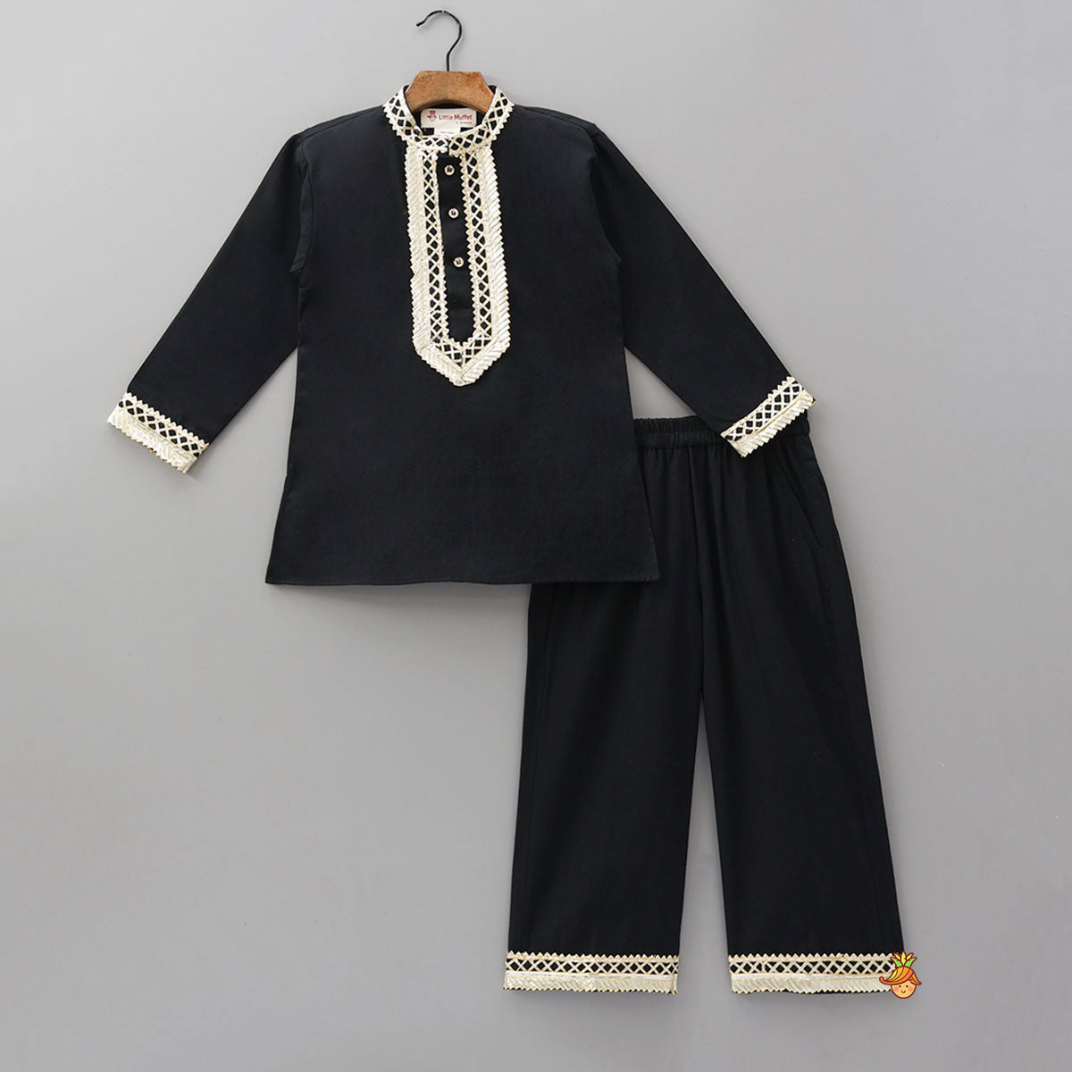 Pre Order: Gota Lace Embellished Kurta And Pyjama