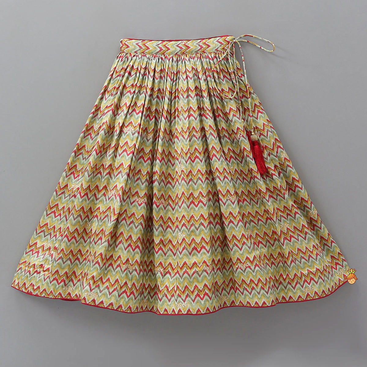 Pre Order: Chevron Printed Crop Top And Lehenga