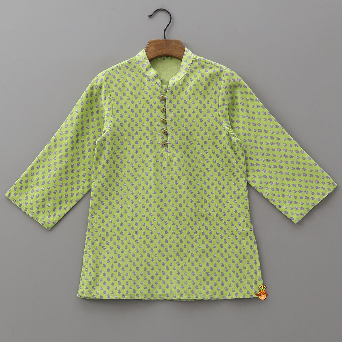 Pre Order: Loop Button Detailed Printed Kurta and Pyjama