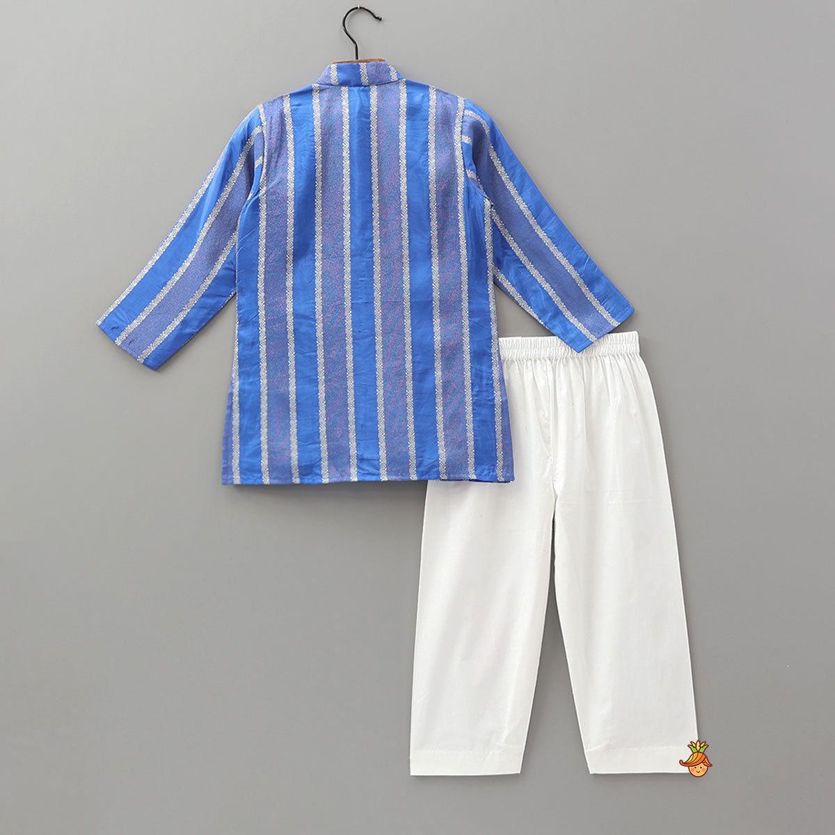 Pre Order: Festive Shimmer Panel Ethnic Kurta With Pyjama