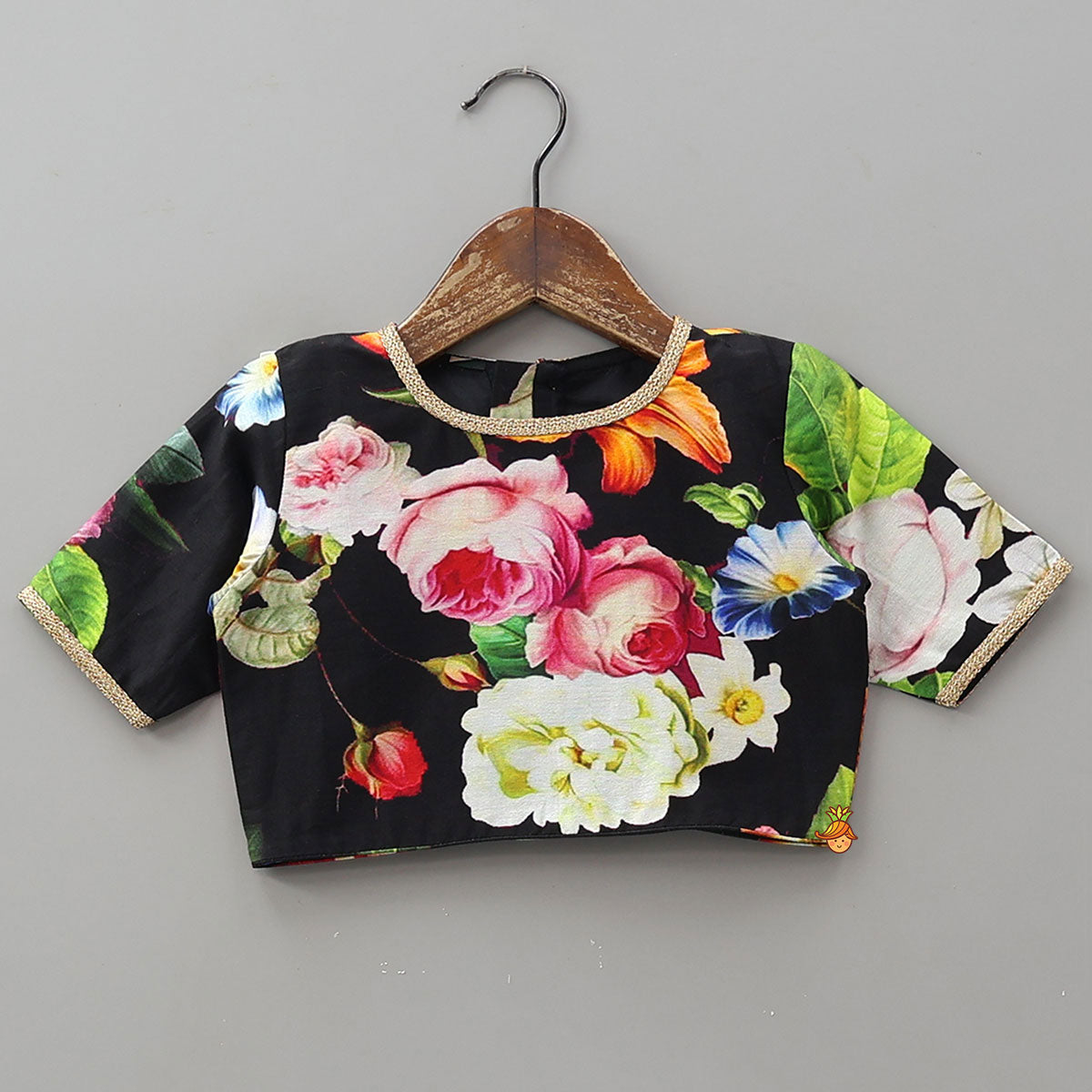 Pre Order: Elegant Floral Printed Top And Lehenga With Net Dupatta
