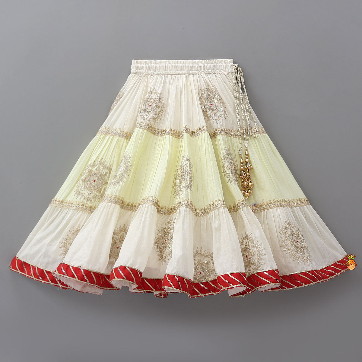 Pre Order: Round Neck Crop Top And Embroidered Lehenga With Dupatta