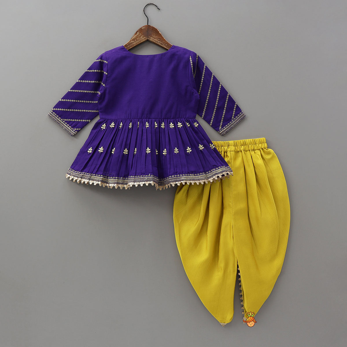 Sequin Lace And Zari Thread Embroidered Peplum Top With Tulip Style Dhoti