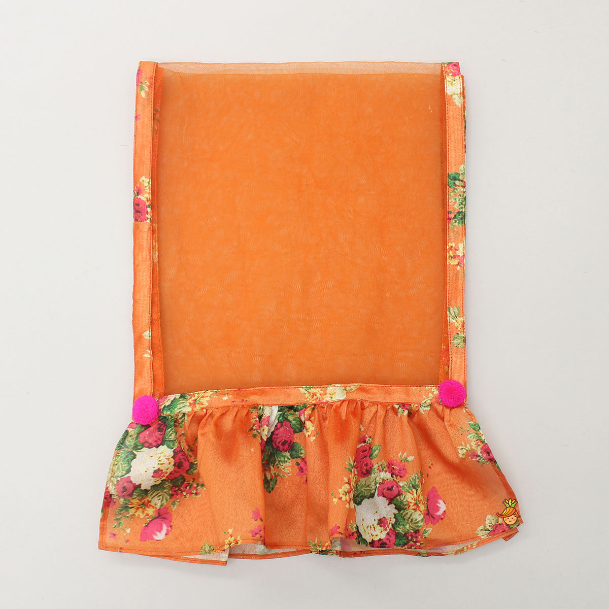 Pre Order: Orange Floral Top With Layered Palazzo And Pink Crop Top