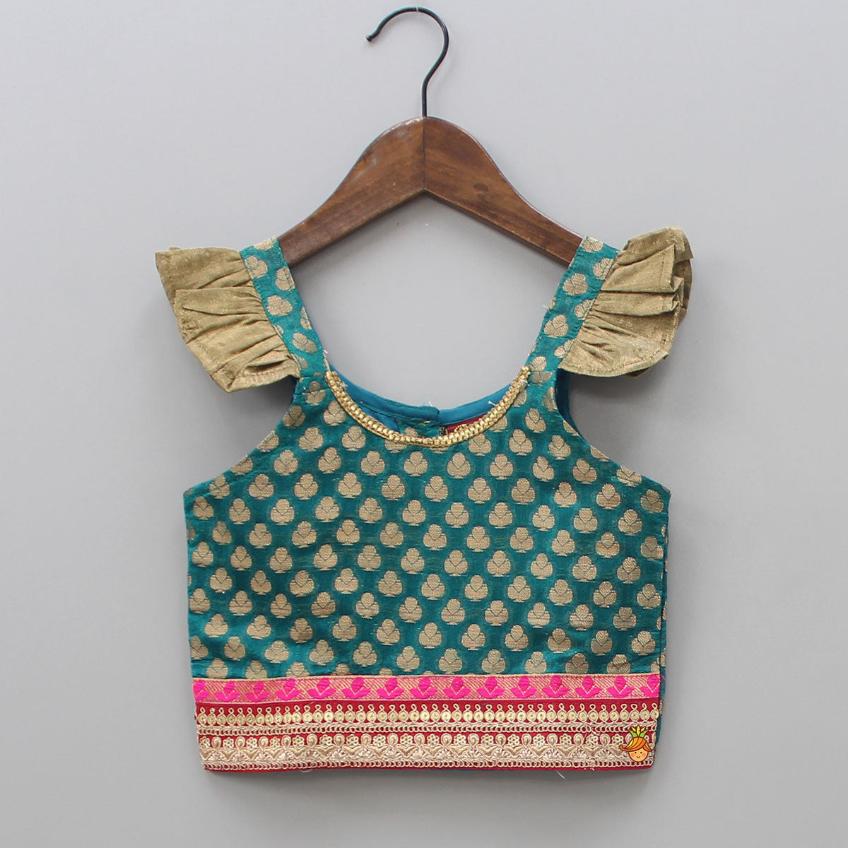 Frill Detailed Top With Printed Dhoti