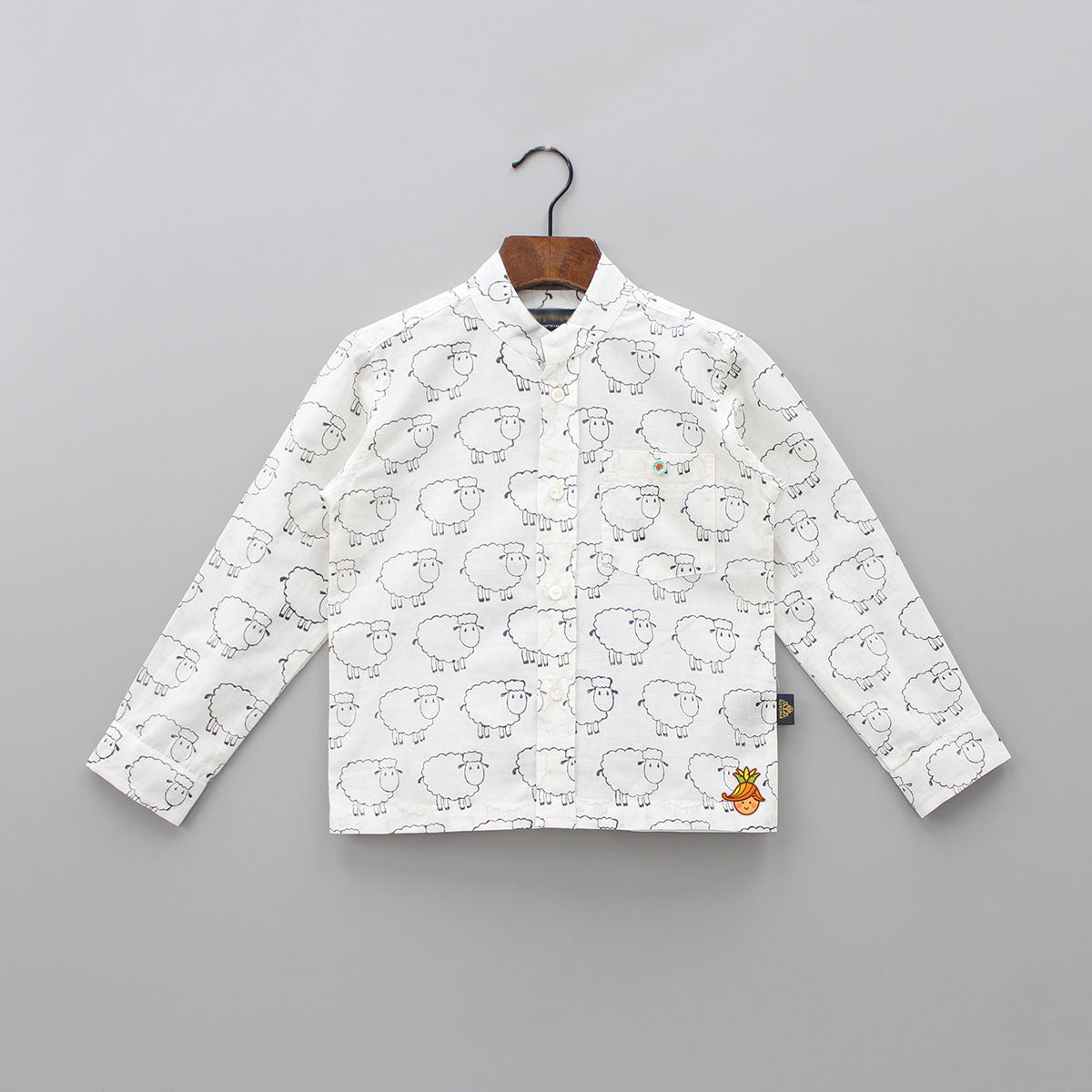 Sheep Hand Block Printed Shirt And Grey Pant