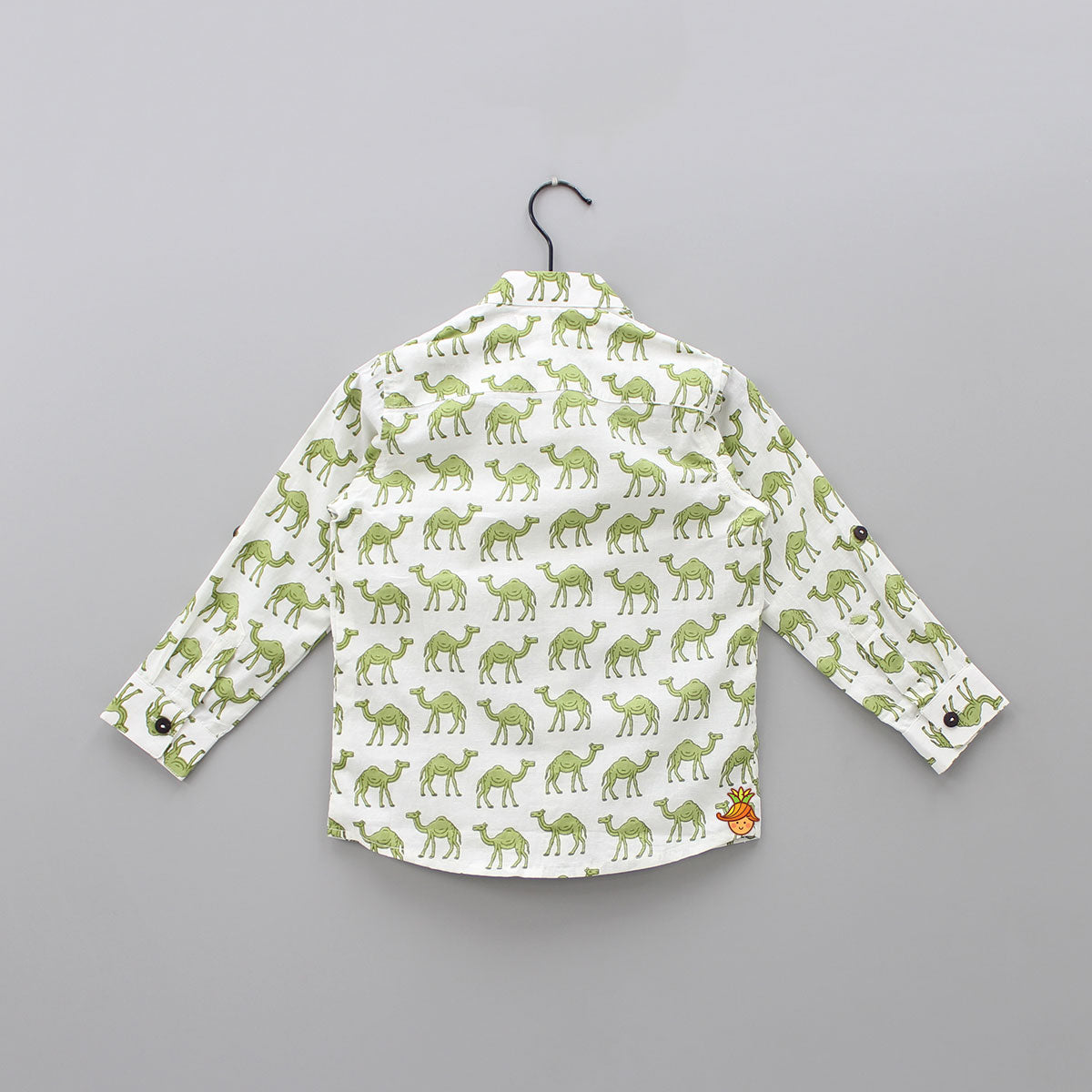 Pre Order: Green Camel Printed Shirt