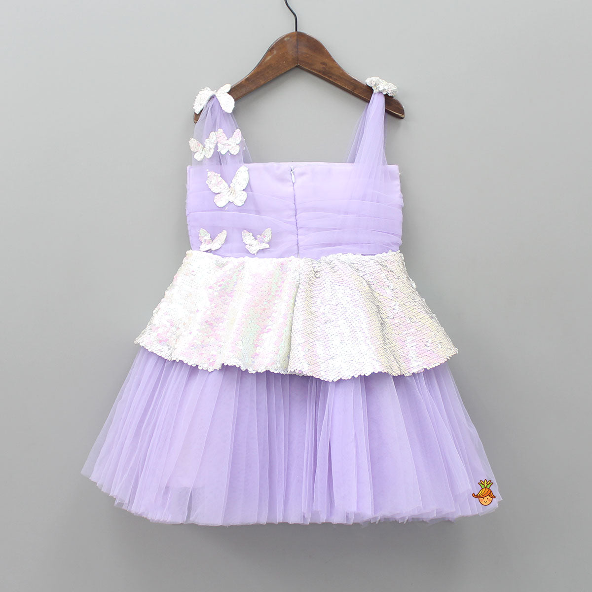 Pre Order: Lilac Sequin Butterfly Embellished Dress With Hairclip