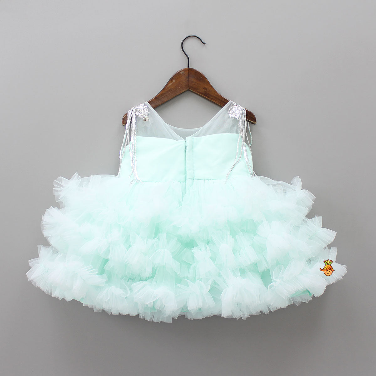 Pre Order: Blue Ruffle And Sequin Dress With Hair Clip