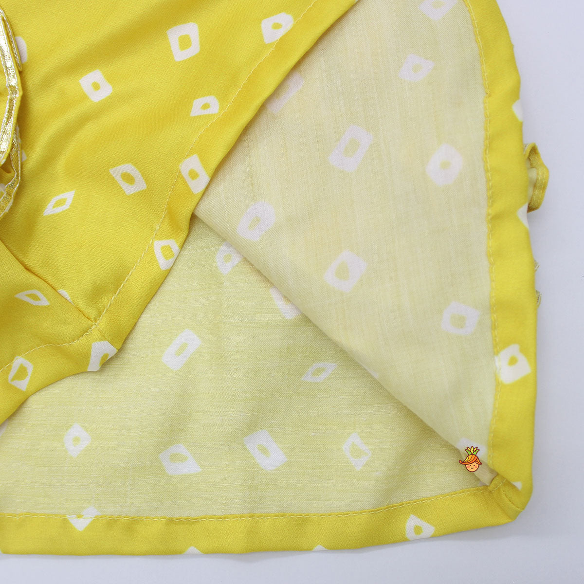 Pre Order: Flowers Adorned Bandhani Printed Yellow Dress