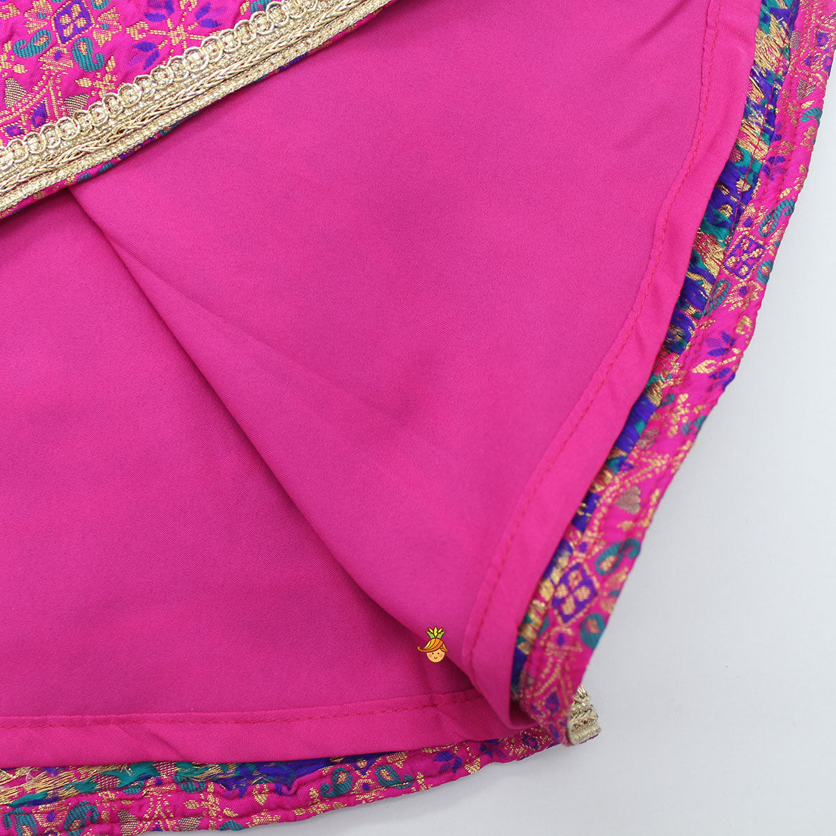 Zari Sequins Embroidered Top And Hot Pink Brocade Lehenga With Dupatta