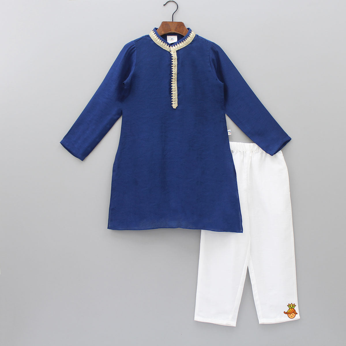 Pre Order: Sequins Embellished Lace Work Dark Blue Kurta And Pyjama