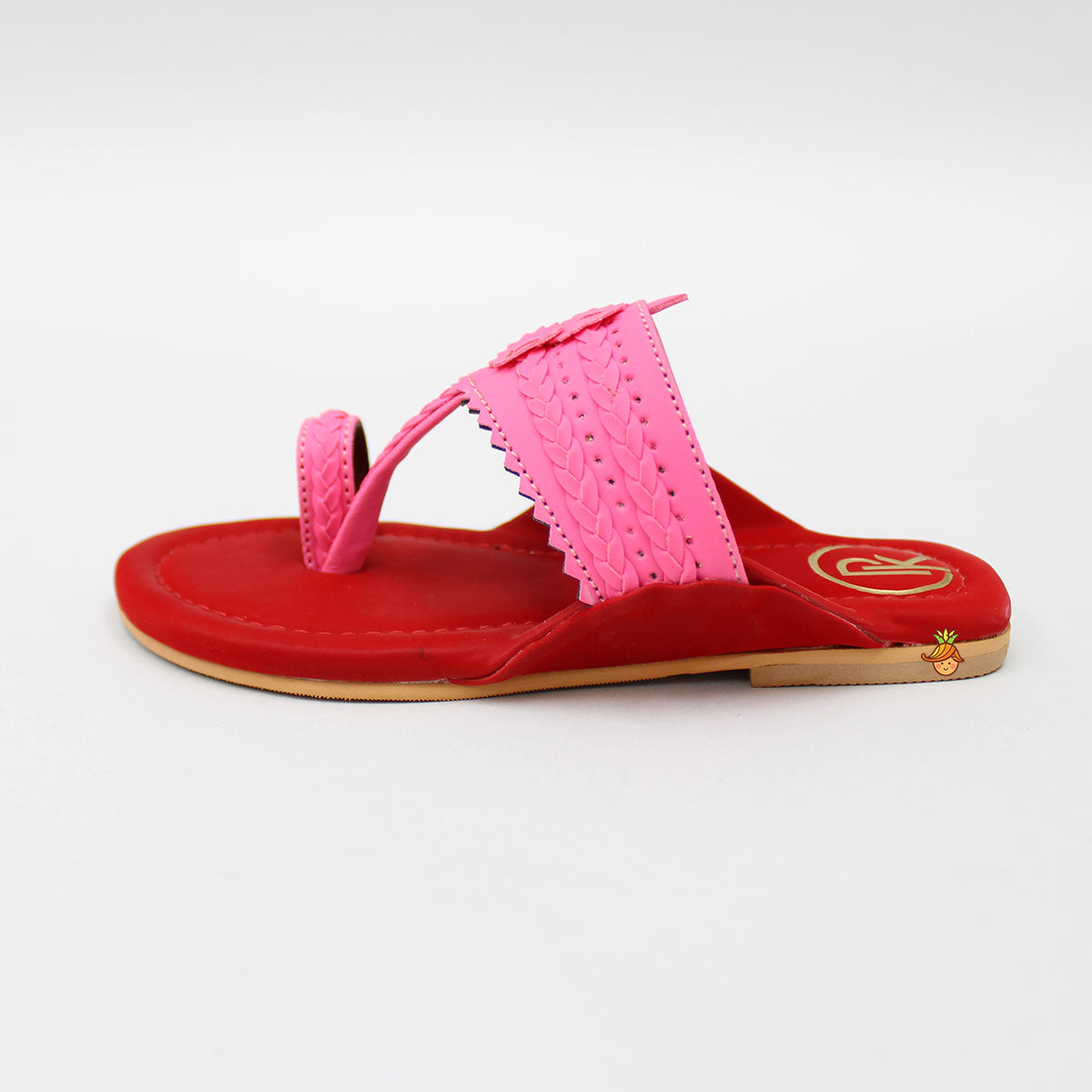 Pink And Red Tone Kolhapuri Flats