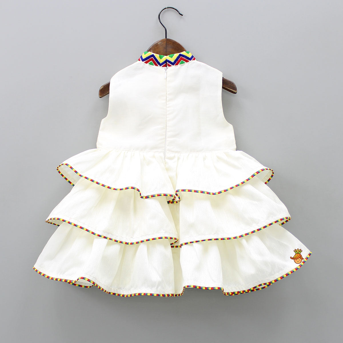 Pre Order: Multicolour Thread Embroidered Ruffle Frilly Dress