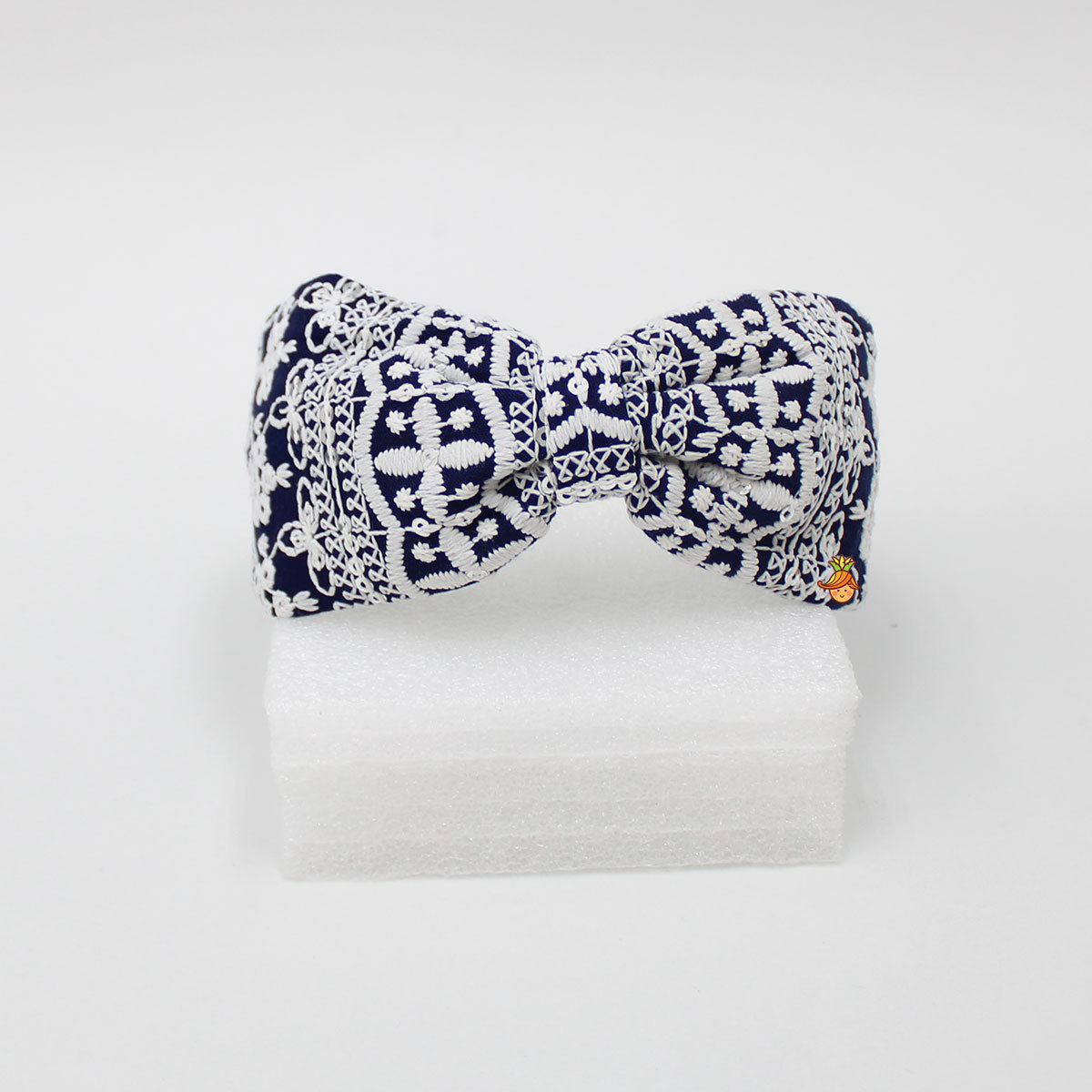 Intricate Thread Embroidered Navy Blue Hair Band