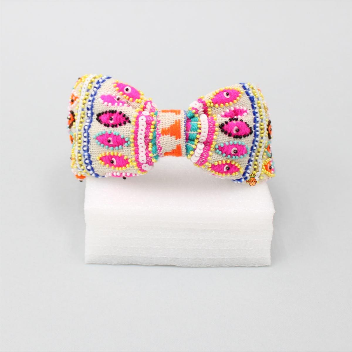 Multicolour Thread And Beads Embroidered Hair Band