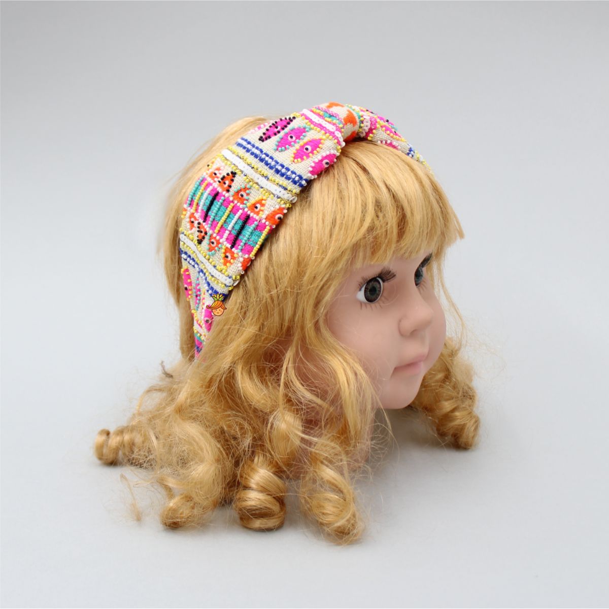 Multicolour Thread And Beads Embroidered Hair Band