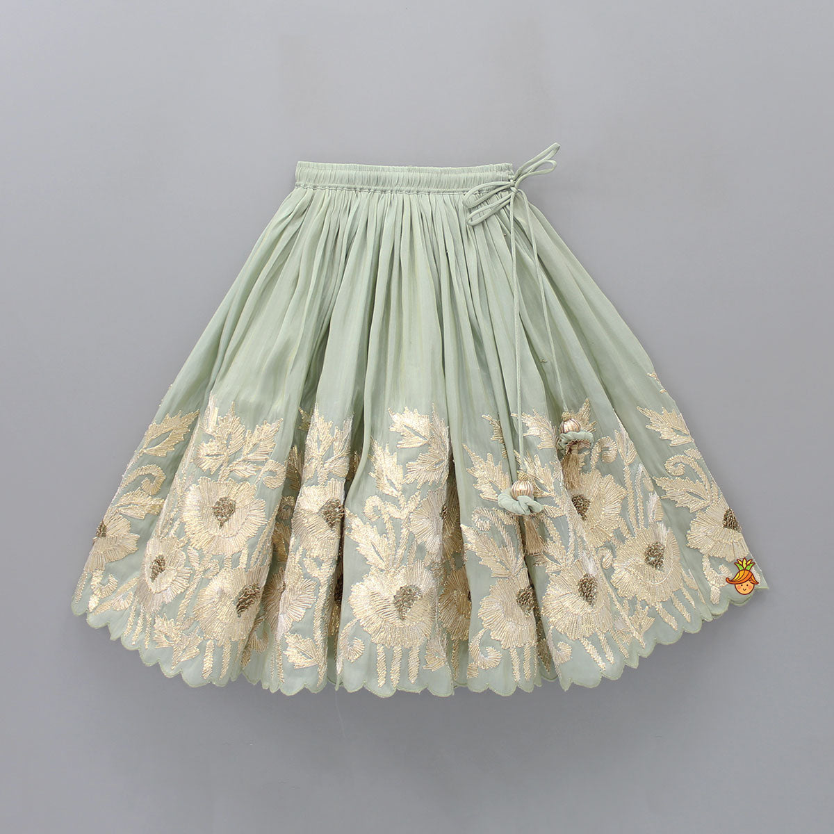 Gota Lace Detailed Pastel Green Top With Lehenga