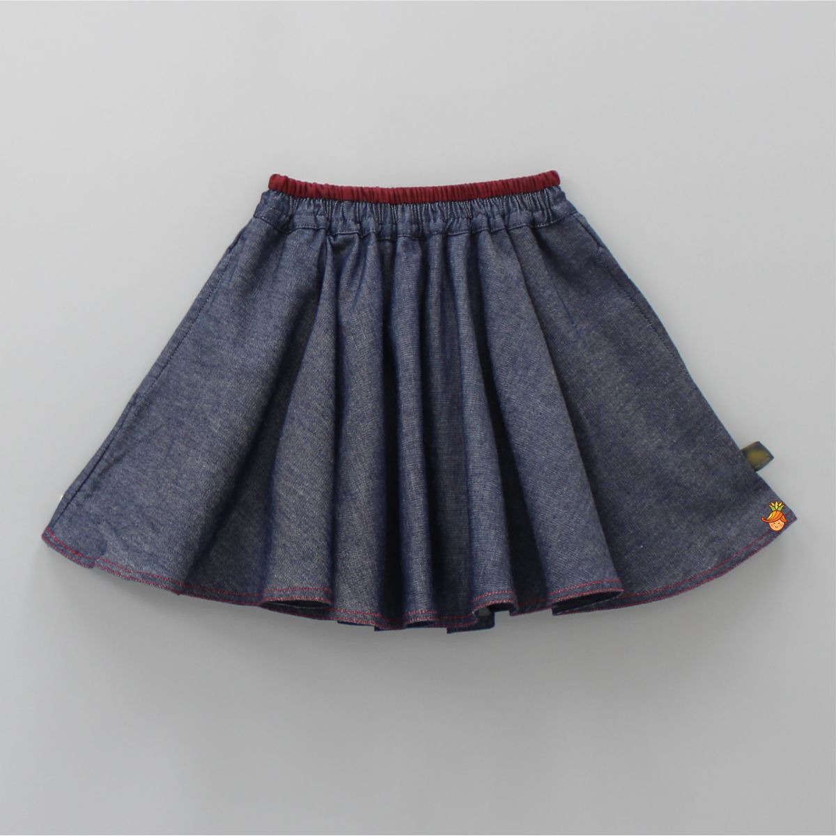Hand Block Printed Rust Top And Pocket Detail Skirt Style Shorts