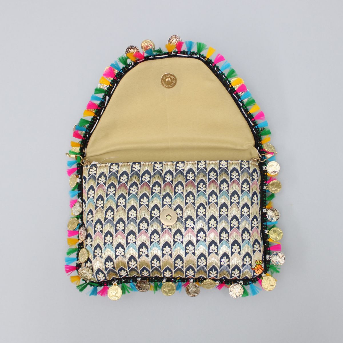 Fringes And Coin Tassels Enhanced Sling Bag