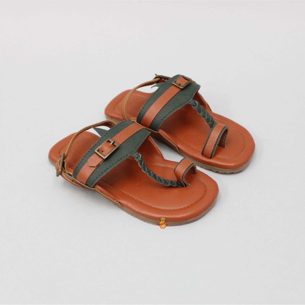 Orange Rust Buckled Kolhapuri Flats