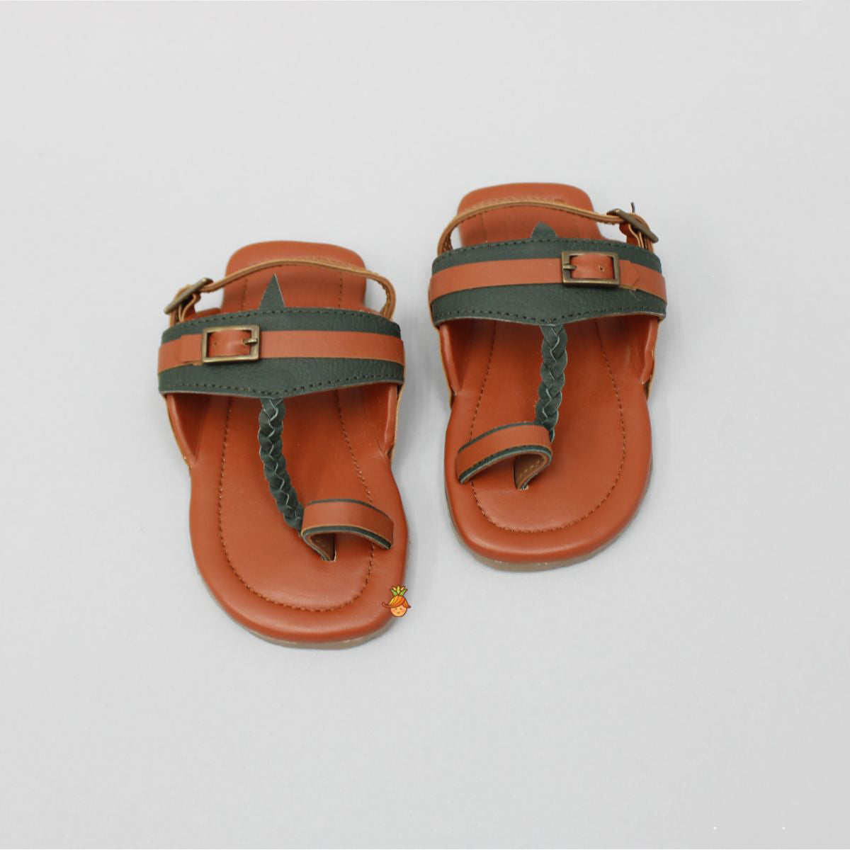 Orange Rust Buckled Kolhapuri Flats