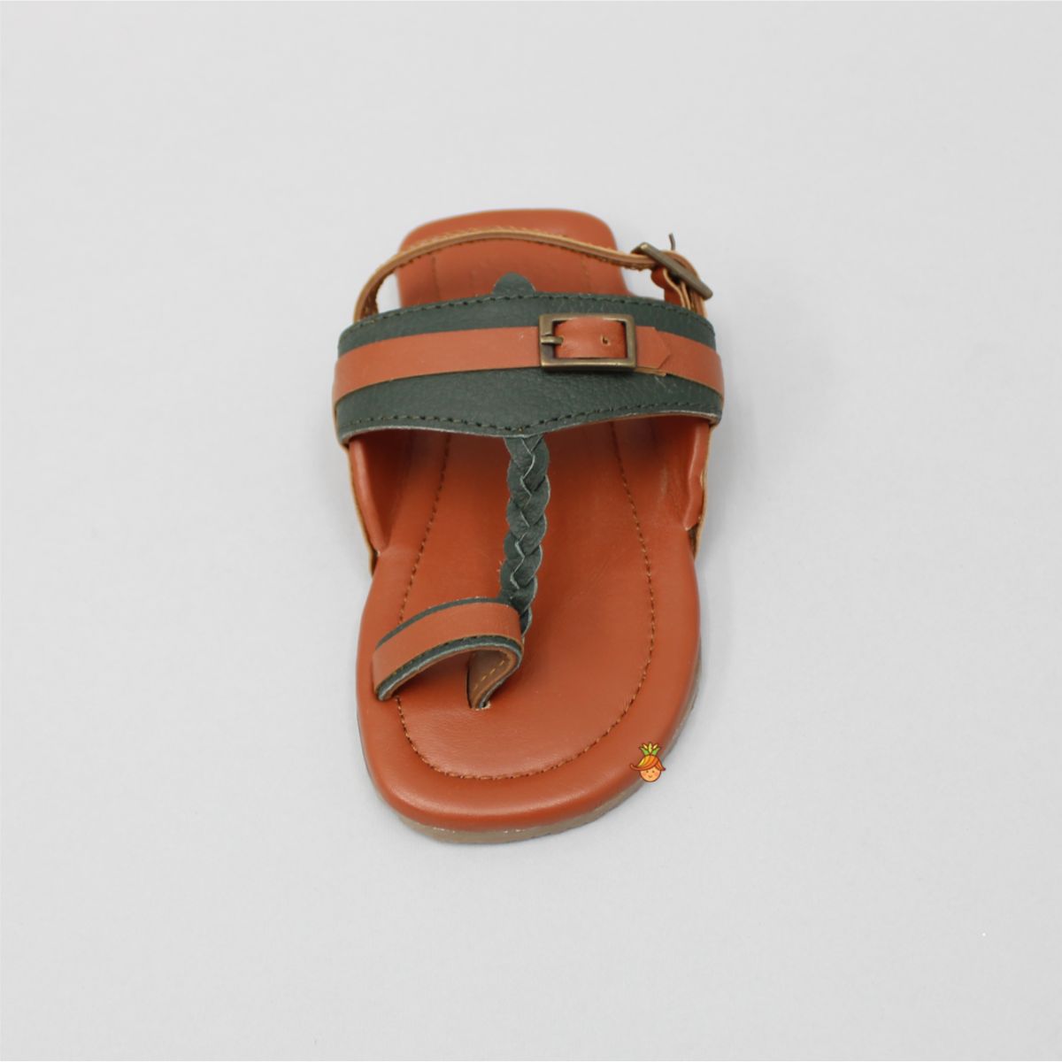 Orange Rust Buckled Kolhapuri Flats