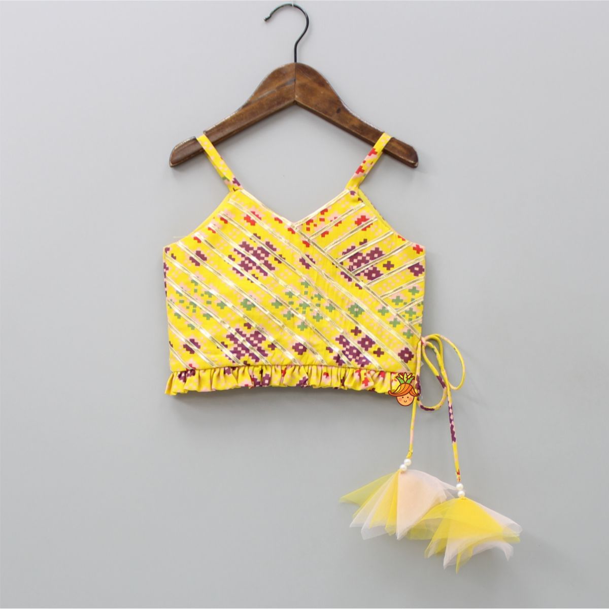 Pre Order: Stylish Patola Printed Yellow Cape Top And Asymmetric Palazzo