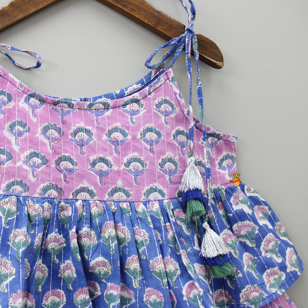Pre Order: Layered Tie Up Straps Multicolour Dress