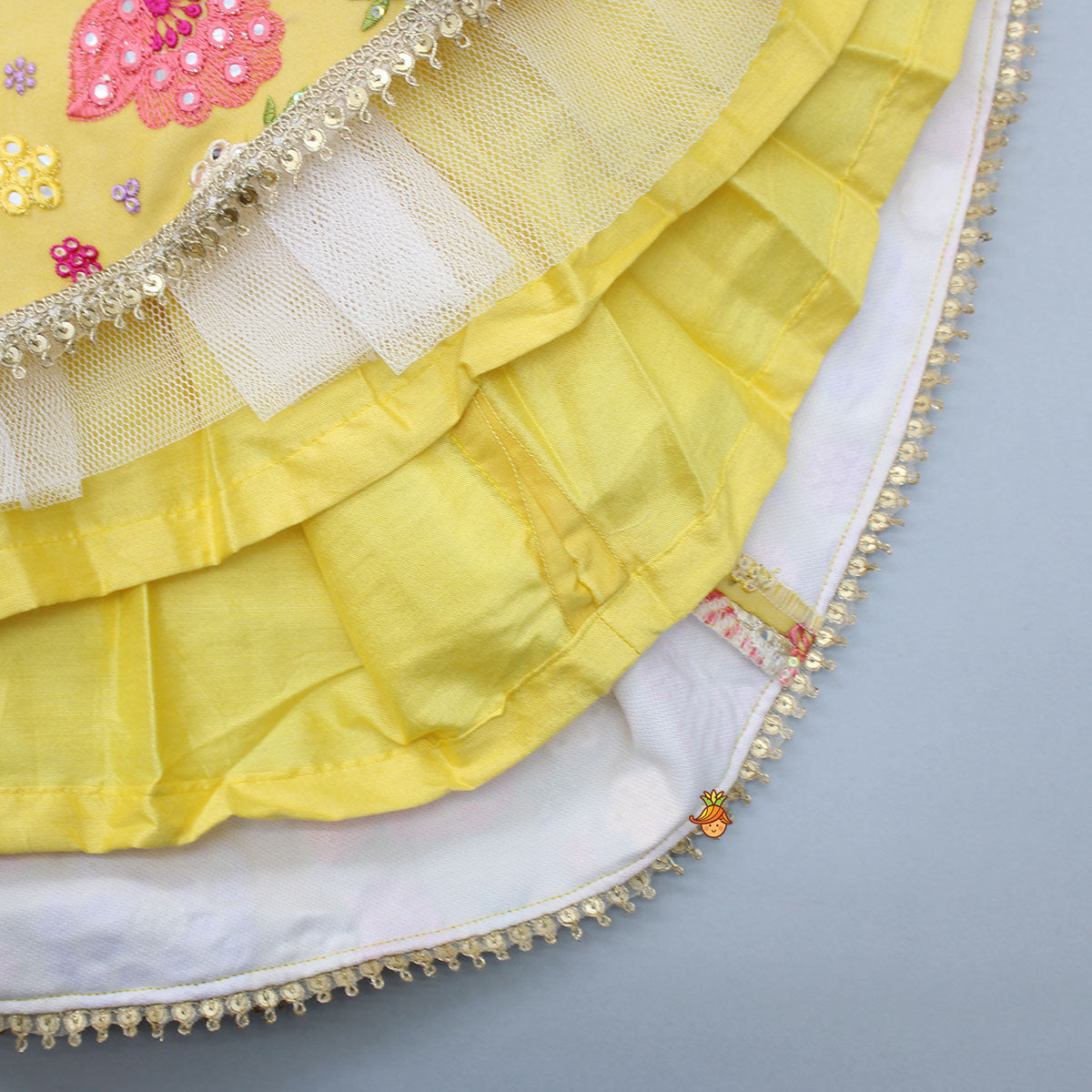 Pre Order: Heavy Embroidered Sleeveless Yellow Top And Lehenga