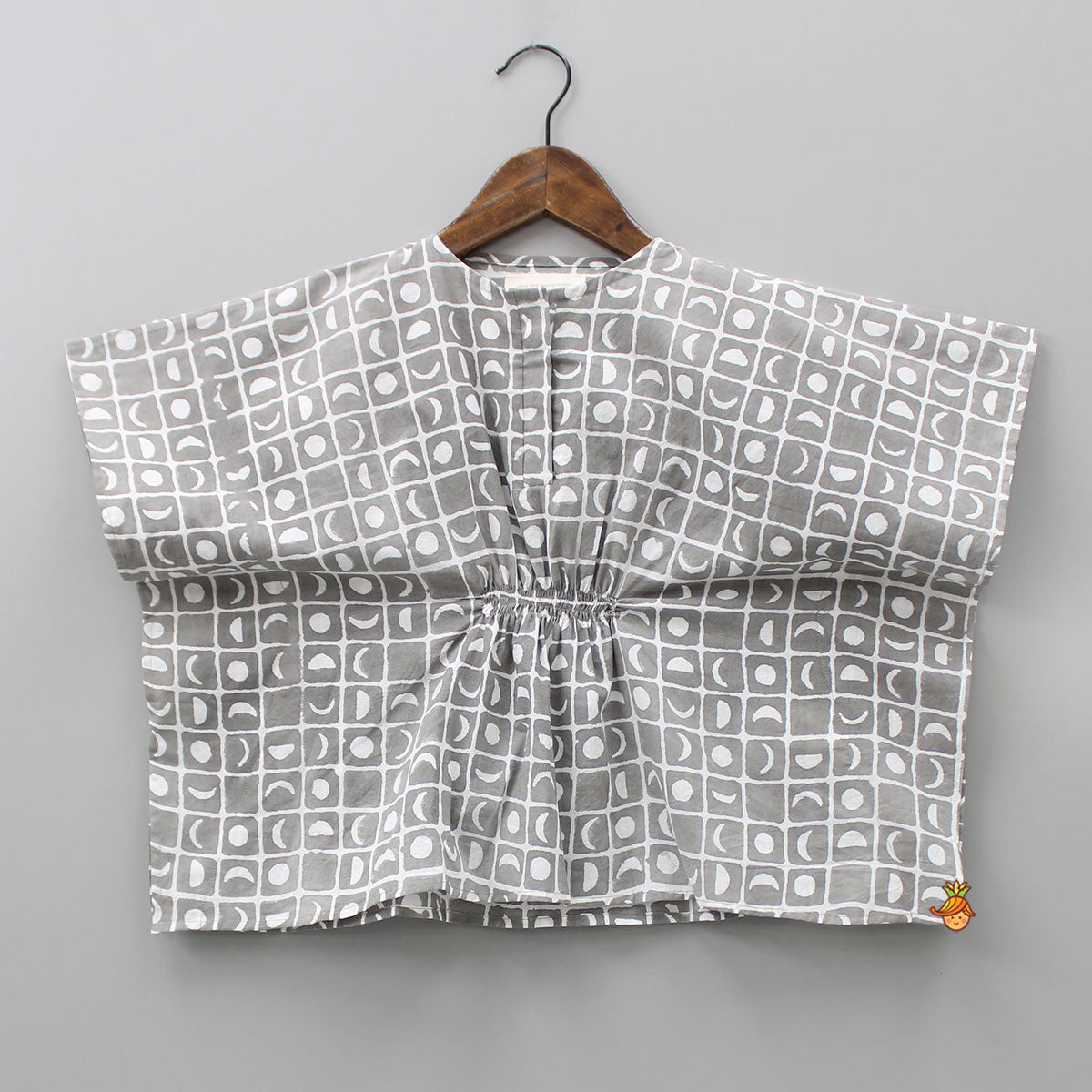 Moon Printed Grey Kaftan Top