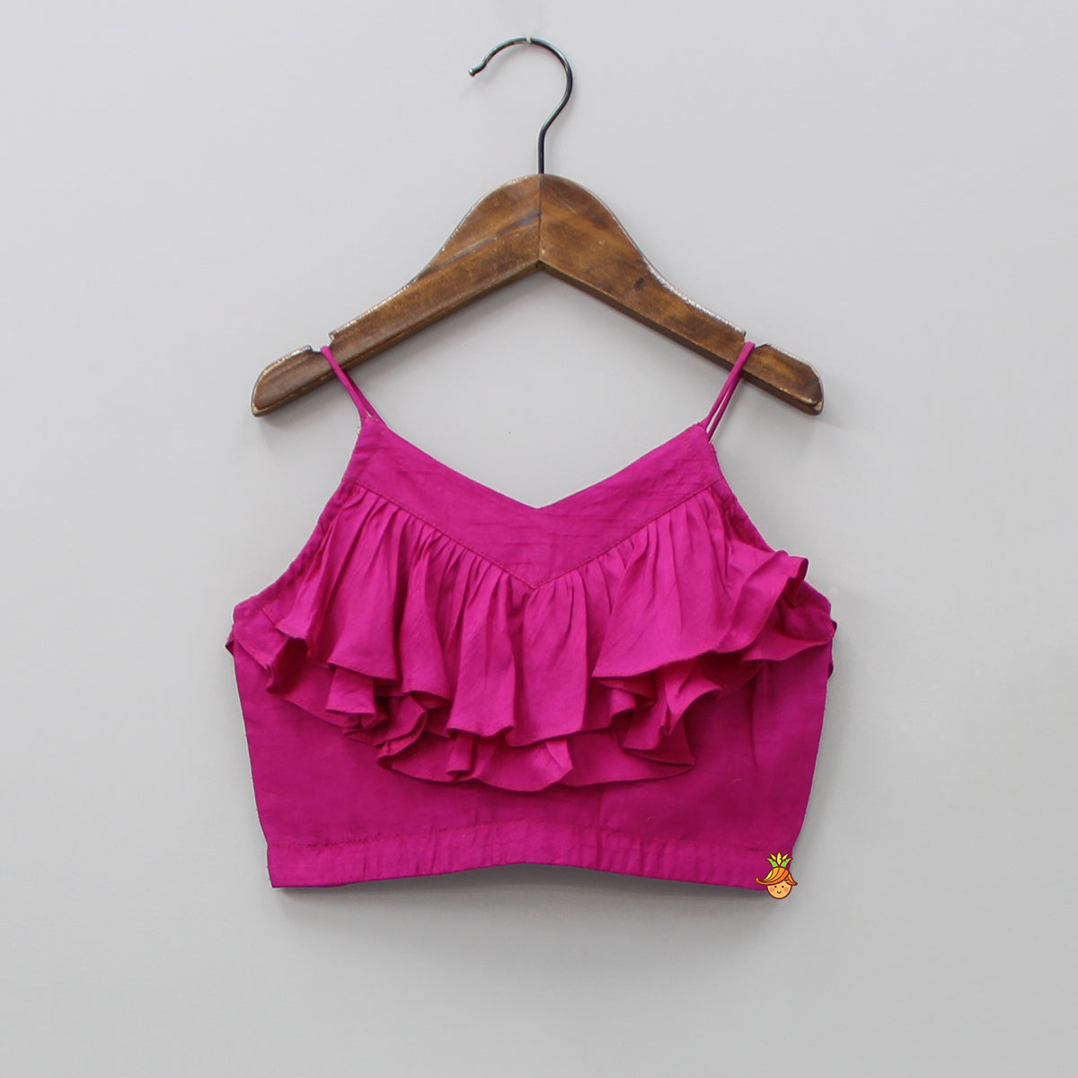Fuchsia Pink Frilly Layered Top With Tropical Printed Palazzo