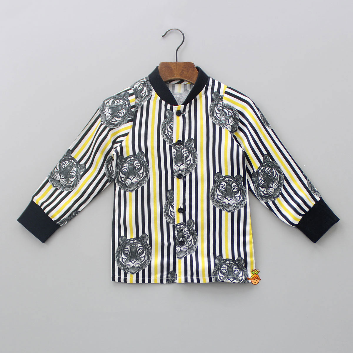 Pre Order: Vertical Striped Tiger Printed Shirt