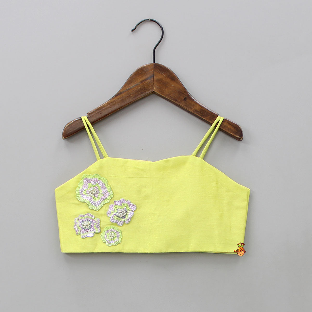 Pre Order: Dual Spaghetti Straps Hand Embroidered Top With Floral Printed Palazzo