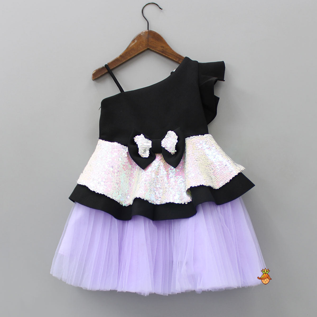 Pre Order: Sequins Embellished Peplum Dress With Net Bottom And Matching Bowie Hair Clip
