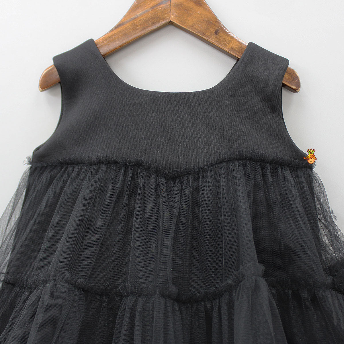 Pre Order: Black Scuba Dress With Multicolour Ruffled Hem And Matching Bowie Hair Band