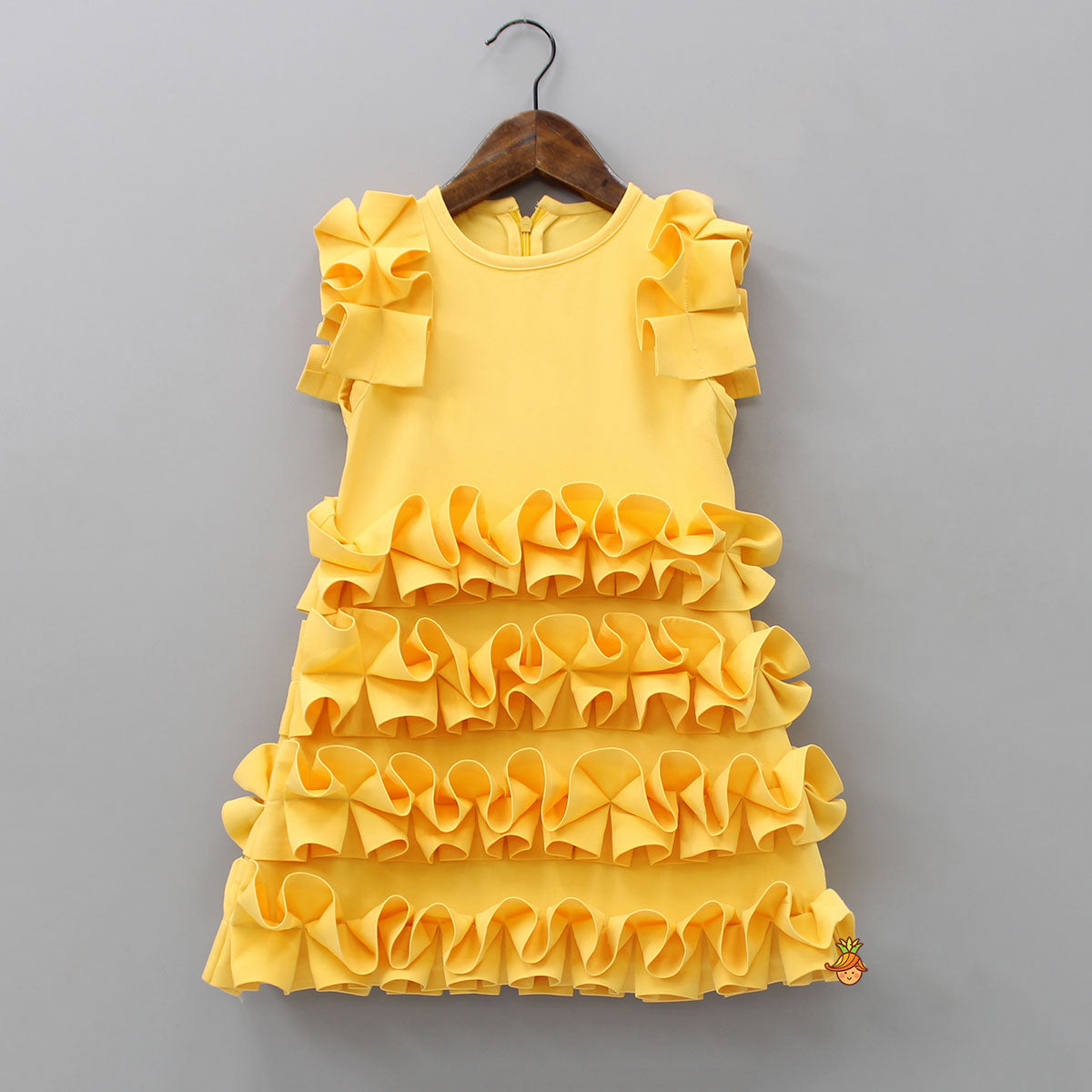 Pre Order: Pleated Ruffled Luxury Dress With Matching Bowie Hair Clip