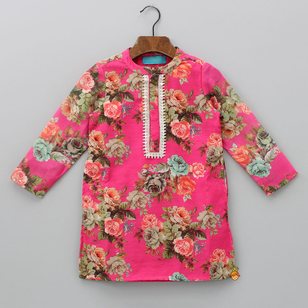 Multicolour Floral Printed Pink Kurta With Pyjama