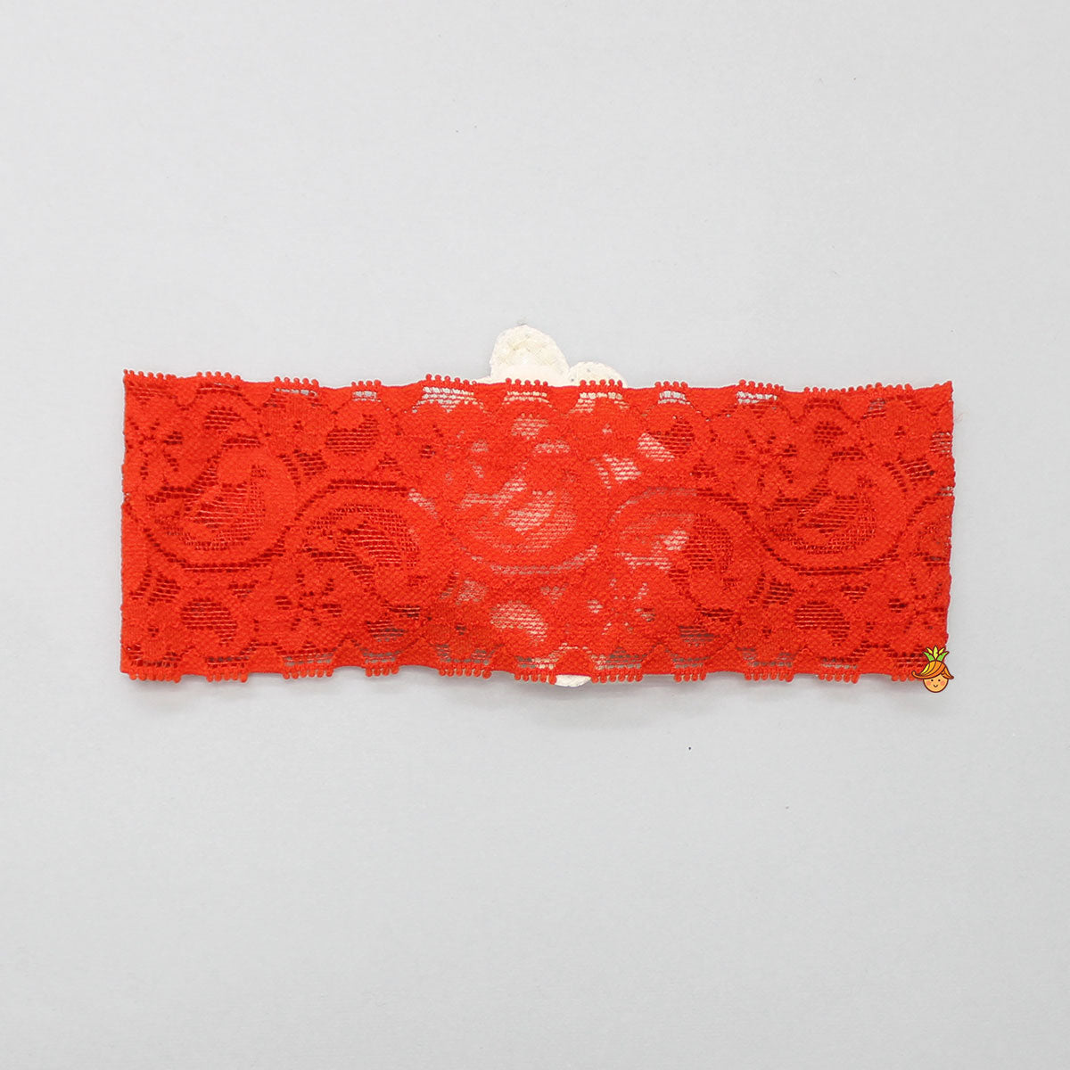 Stylish Lace With Embroidered Patch Work Red Head Band