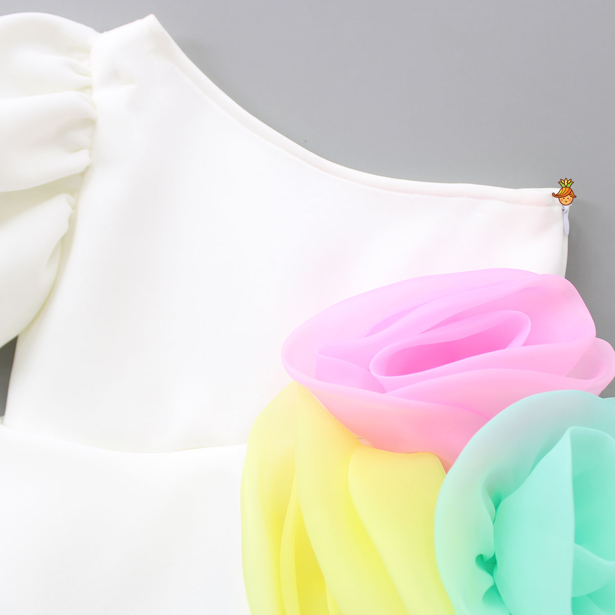 Pre Order: Colourful Flowers Adorned One Shoulder Dress