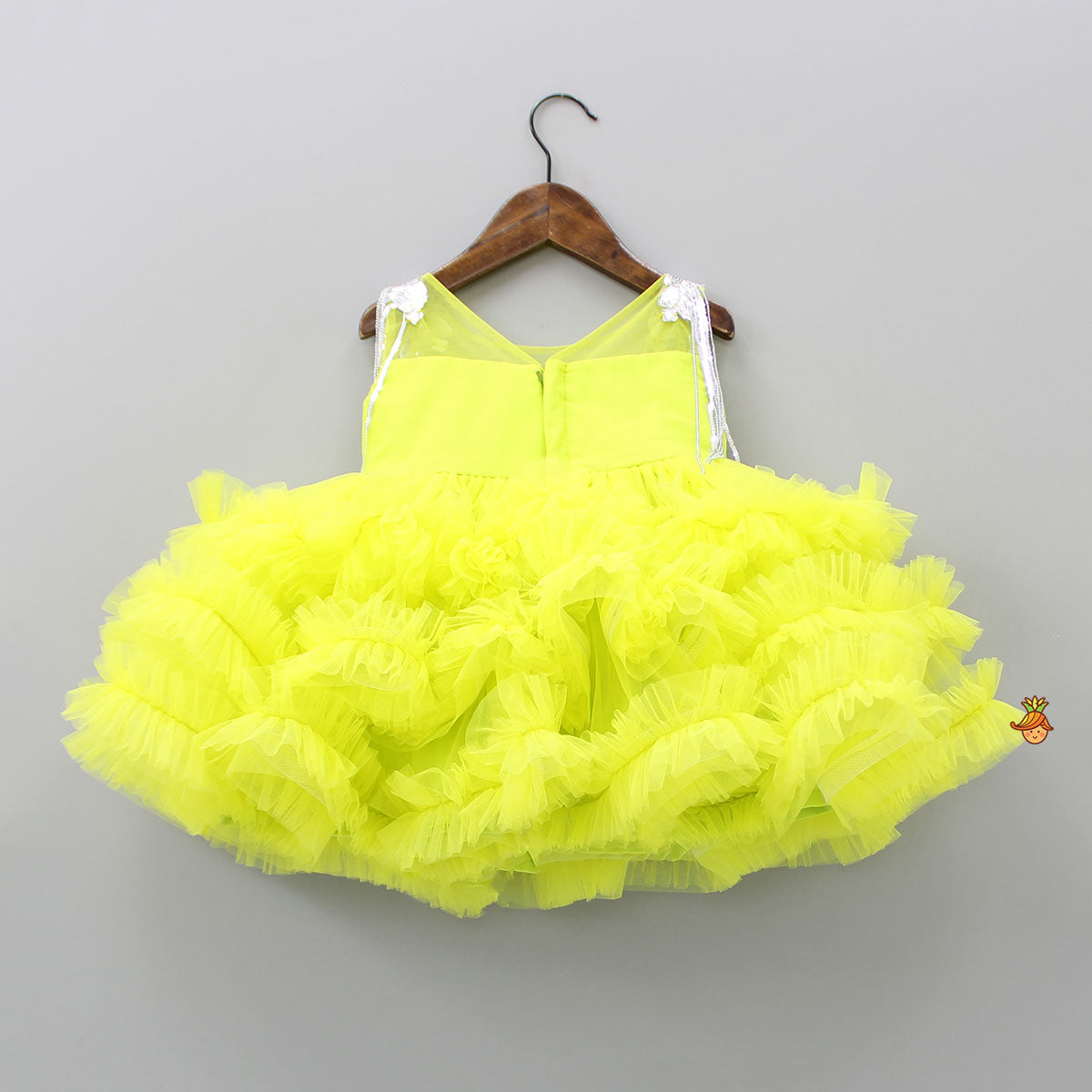 Glamorous Green Layered Frilled Dress With Hair Clip