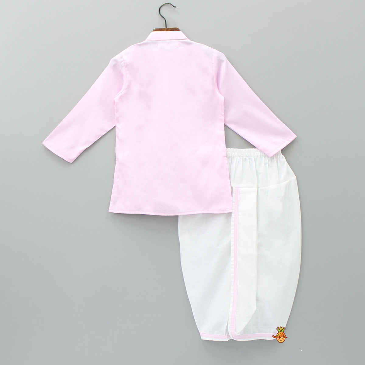 Lotus Patch Embroidered Pink Kurta And Dhoti