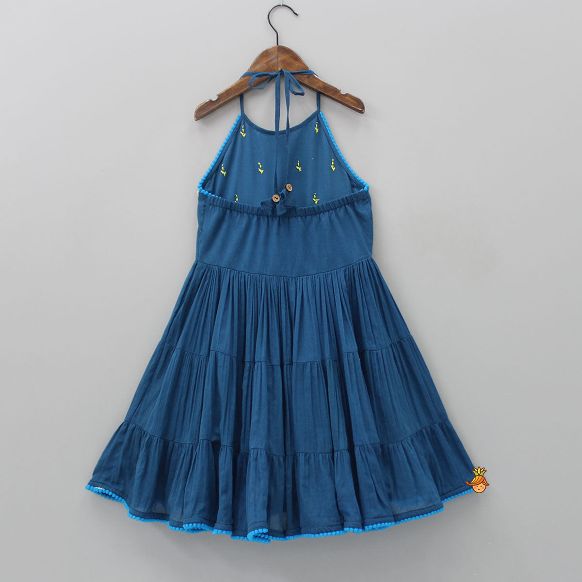 Pre Order: Halter Neck Pom Pom Lace Detailed Tiered Dress