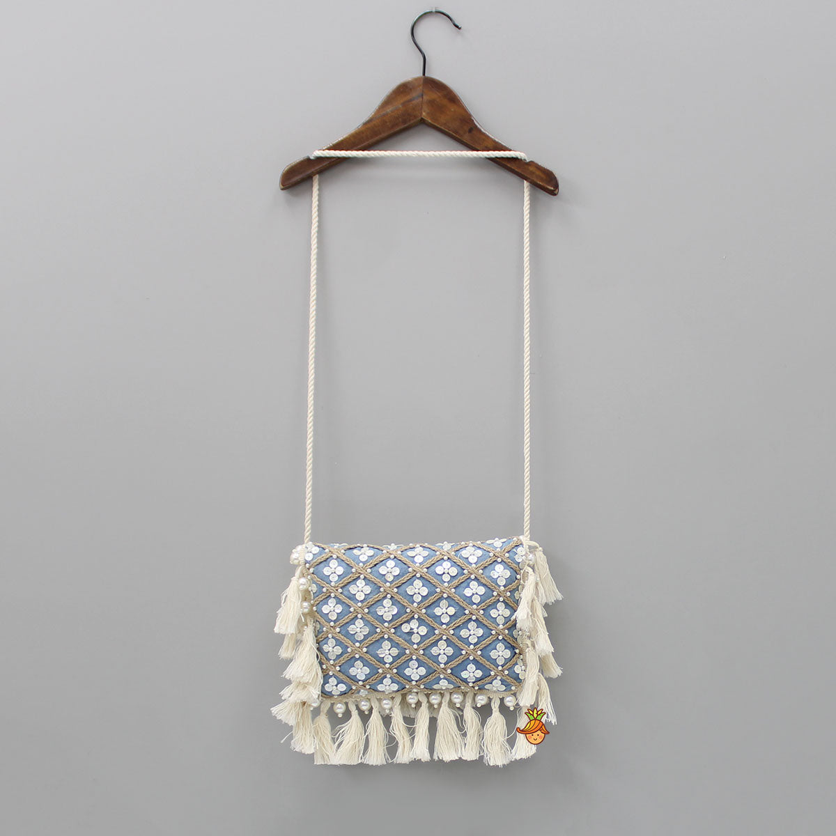 Pre Order: Pretty Denim Jute Braided Sling Bag