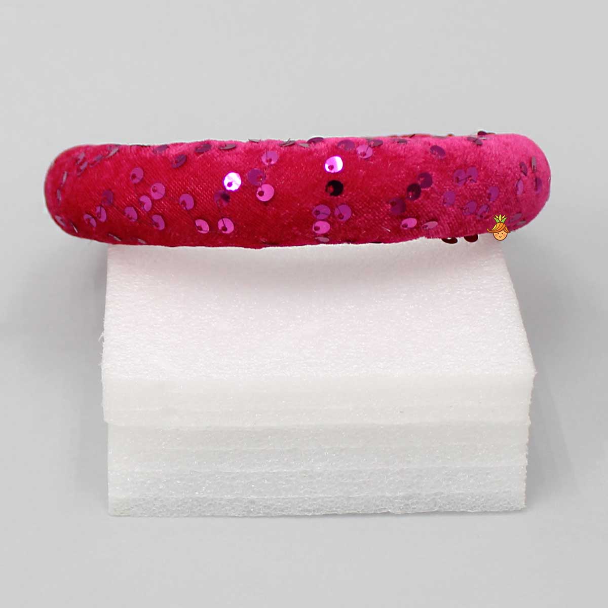 Sequins Work Pink Velvet Hair Band