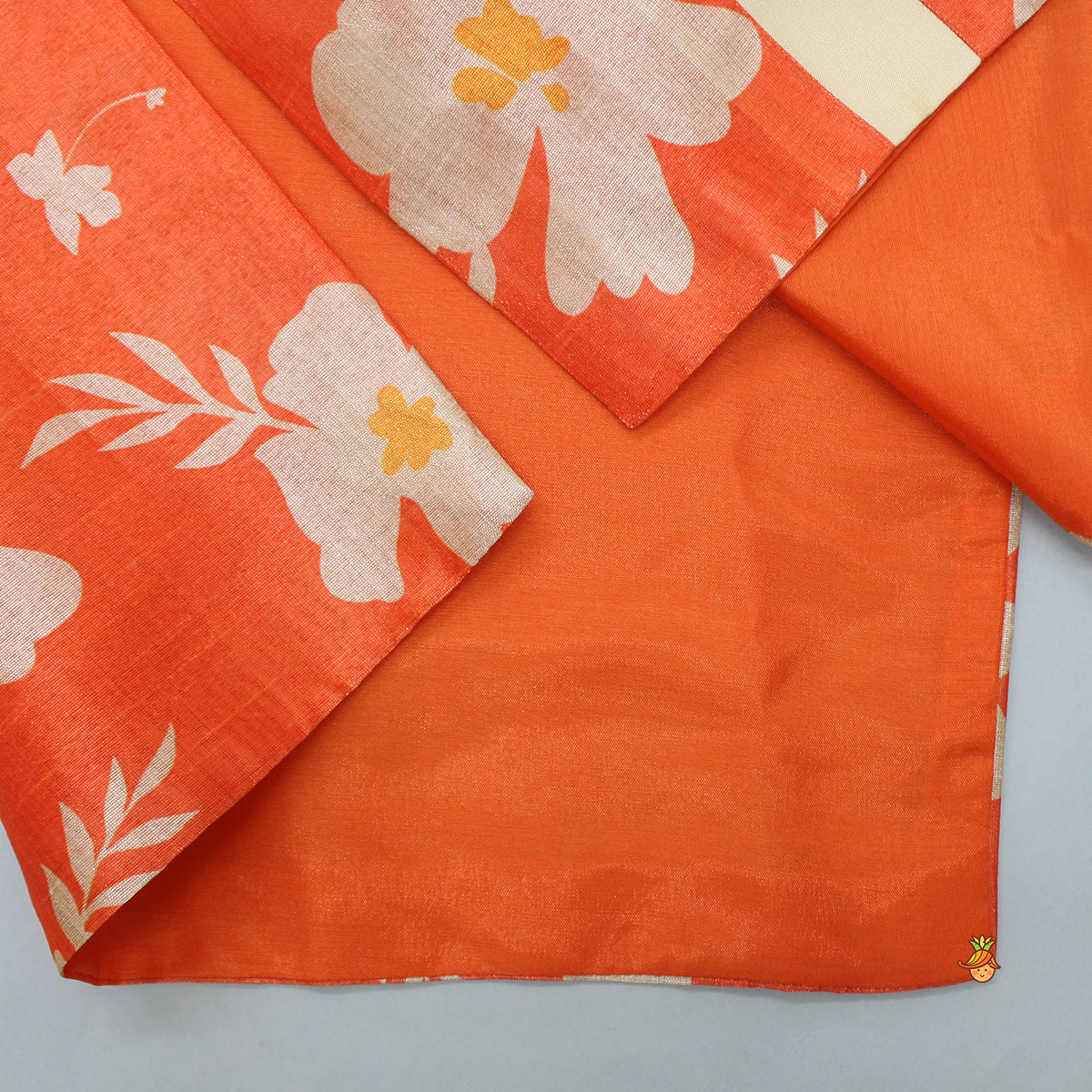 Pre Order: Floral Printed Orange Kurta With Pyjama