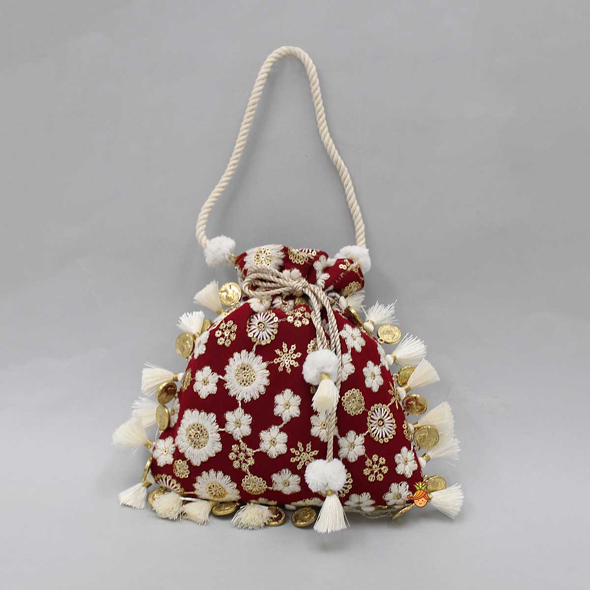 Pre Order: Fabulous Embroidered Red Potli Bag