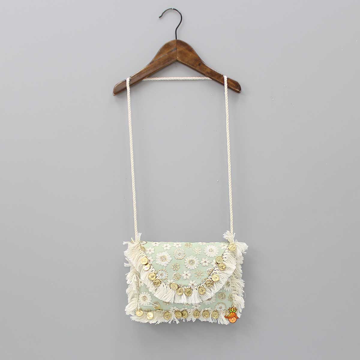 Pre Order: Embroidered Green Sling Bag